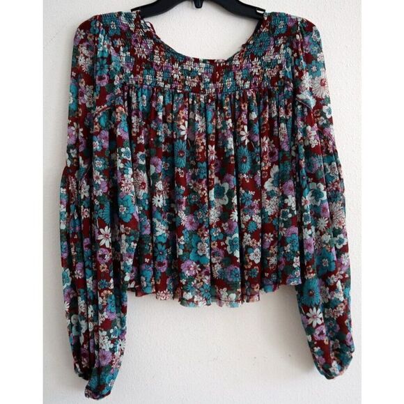 Free People OB1650905 Women's Sz Large Multi Floral Up For Anything Top - Picture 1 of 9